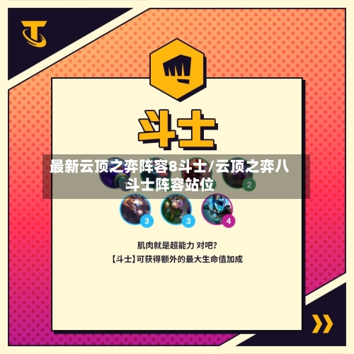 最新云顶之弈阵容8斗士/云顶之弈八斗士阵容站位