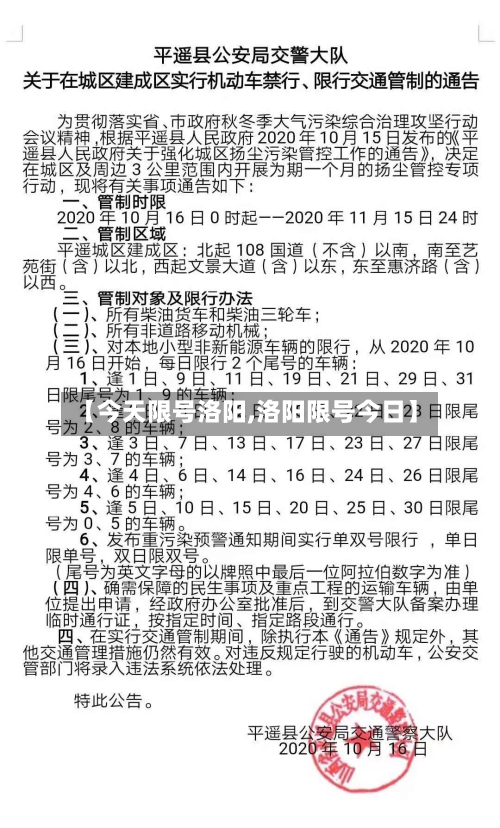 【今天限号洛阳,洛阳限号今日】