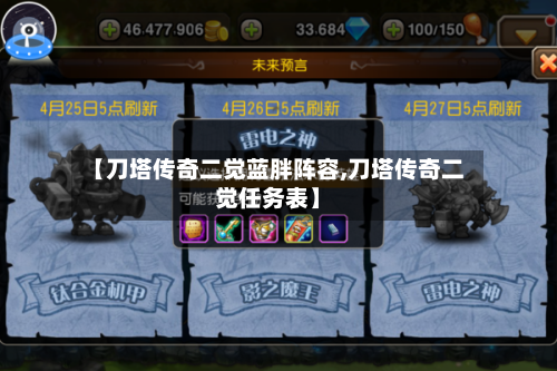 【刀塔传奇二觉蓝胖阵容,刀塔传奇二觉任务表】