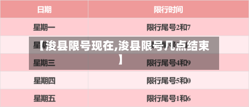 【浚县限号现在,浚县限号几点结束】