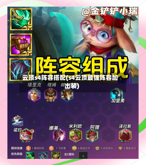 云顶s4阵容搭配(s4云顶最强阵容加出装)