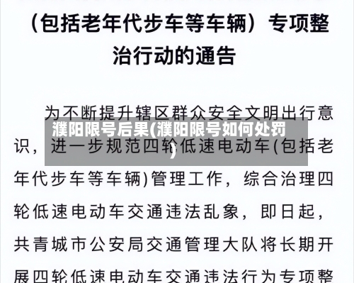 濮阳限号后果(濮阳限号如何处罚)