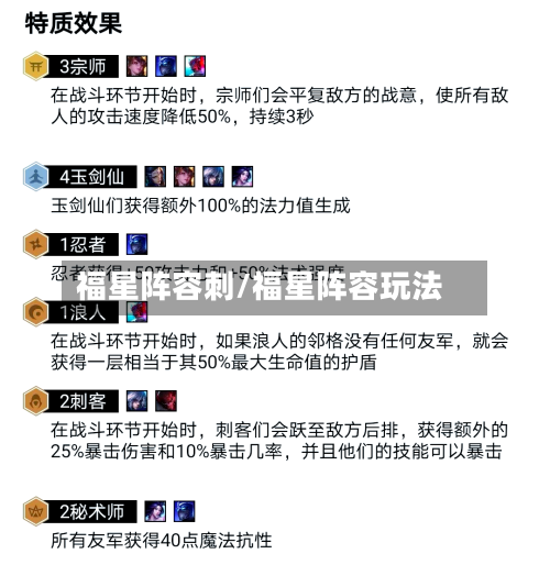 福星阵容刺/福星阵容玩法