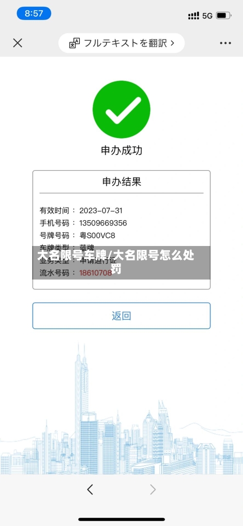 大名限号车牌/大名限号怎么处罚