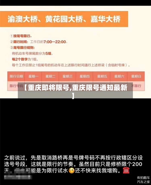 【重庆即将限号,重庆限号通知最新】
