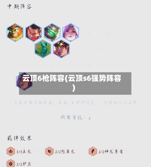 云顶6枪阵容(云顶s6强势阵容)
