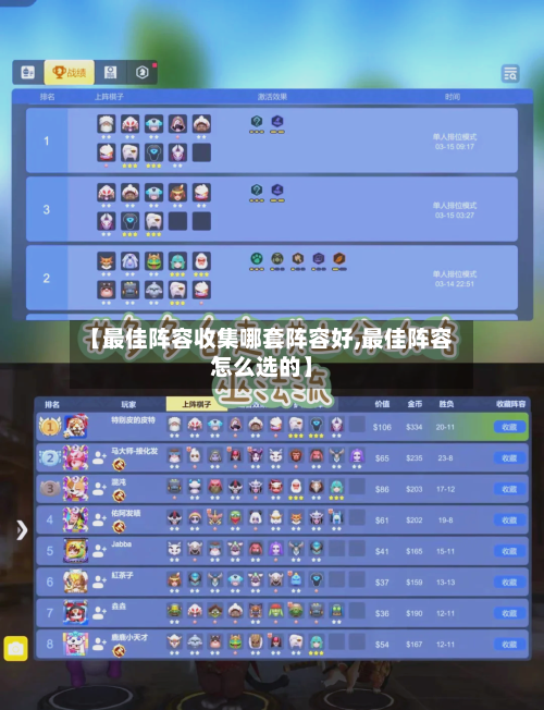 【最佳阵容收集哪套阵容好,最佳阵容怎么选的】